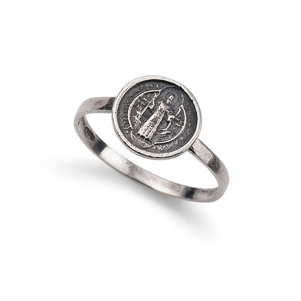 SAINT – Anello immagine sacra argento anticato