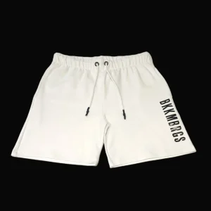 BIKKEMBERGS  PANTALONCINI TUTA UOMO STAMPA LETTERING BIANCO E NERO STAMPA E NERO LETTERING SULLA COSCIA