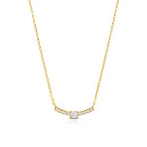 Collana in Argento 925 e pendente con pietra centrale e zirconi