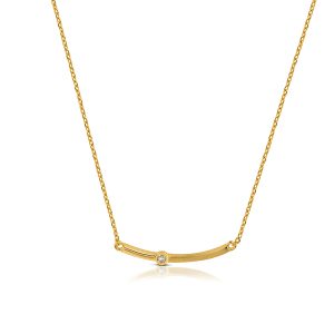 Collana Barretta in Argento 925 dorata con zircone