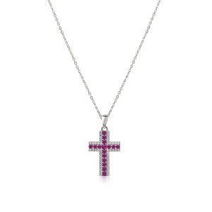 Collana con croce in Argento 925 con zirconi