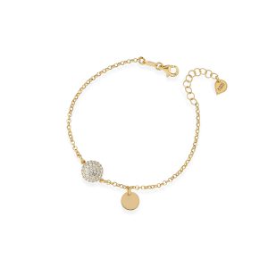 Bracciale con catena in Argento 925, paillette liscia e con pavè di zirconi