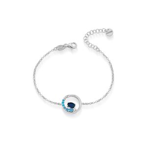 Bracciale in Argento 925 ed elemento centrale con zirconi colorati