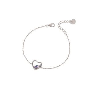 Bracciale cuore in Argento925 rodio con zirconi colorati