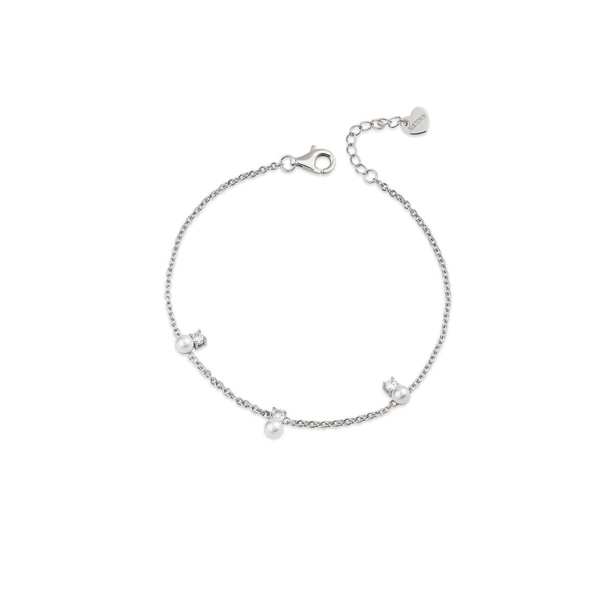 Bracciale in Argento925 Rodio con perle e zirconi