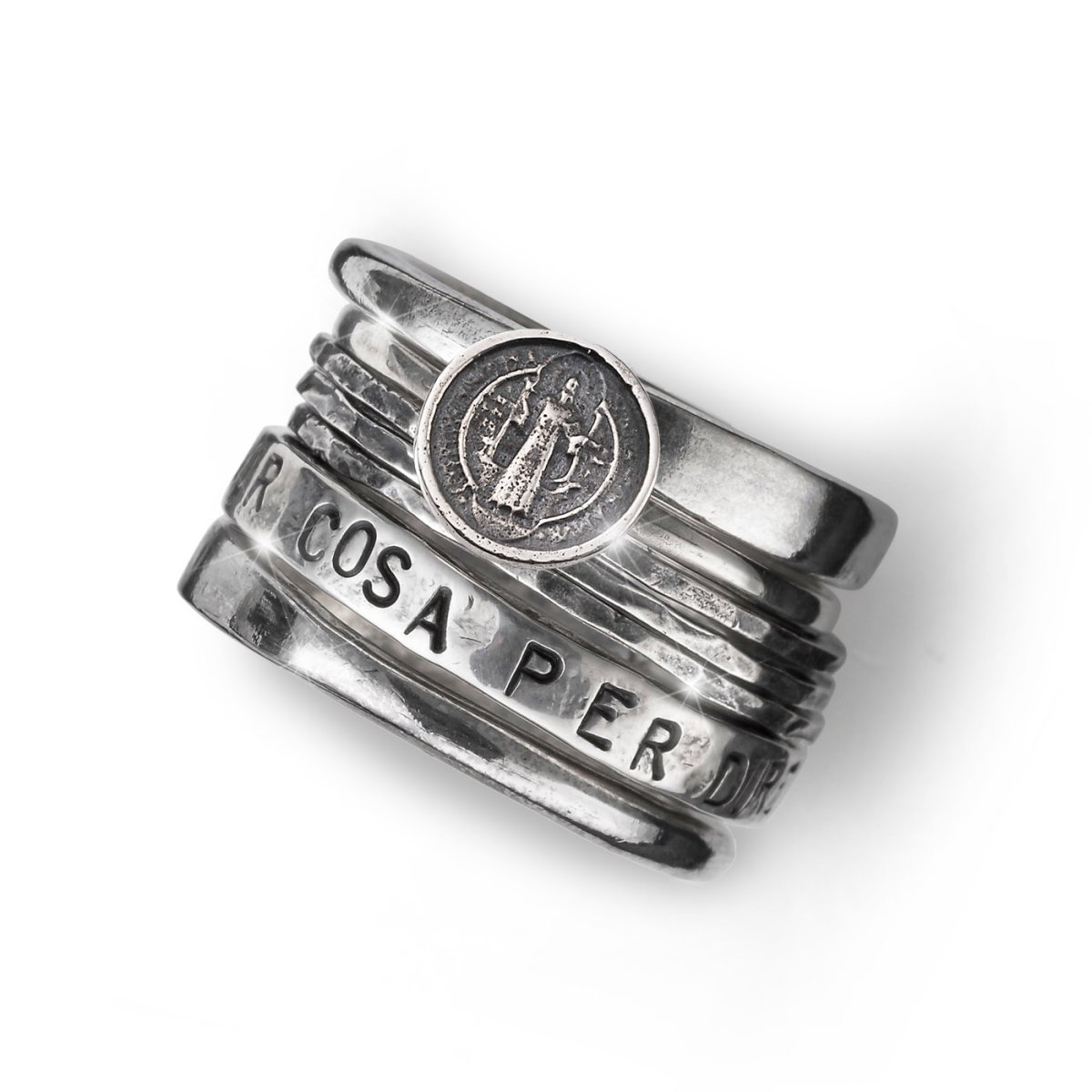 SAINT – Anello immagine sacra argento anticato - immagine 3