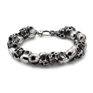 SKULLS BRACELET – Bracciale teschi maxi in argento
