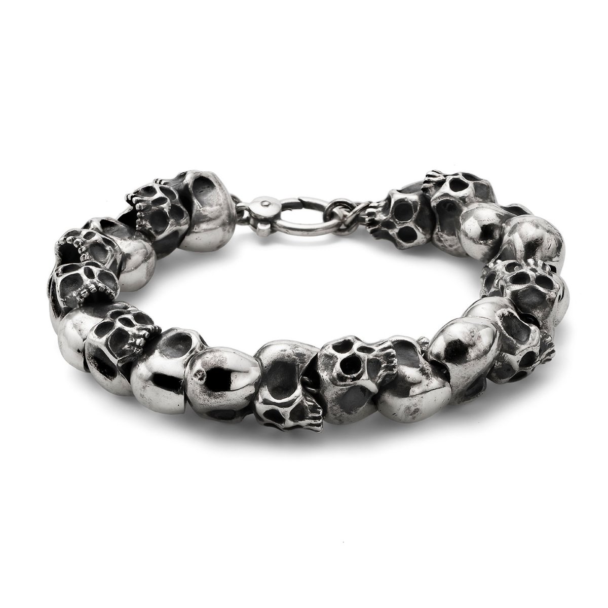 SKULLS BRACELET – Bracciale teschi maxi in argento