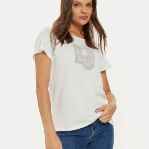 LIU JO T-shirt con logo e strass(BIANCA-NERA)