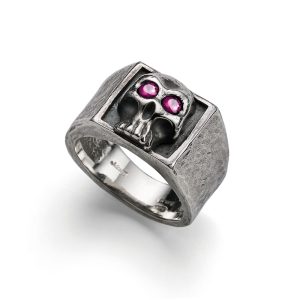 SQUARE SKULL RING – Anello quadrato in argento con teschio