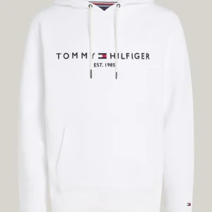 TOMMY HILFIGER FELPA CON CAPUCCIO LACCI LOGO RICAMATO(BIANCA-NERA-BLU)